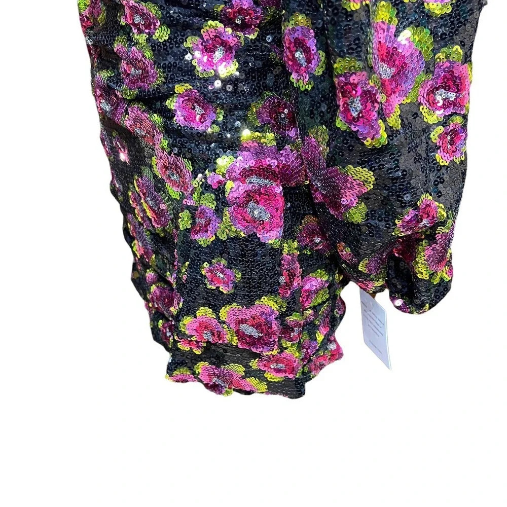 For Love & Lemons‎ Morrison Mini Dahlia Floral Dress Black Sequin Size XS - Picture 8 of 13